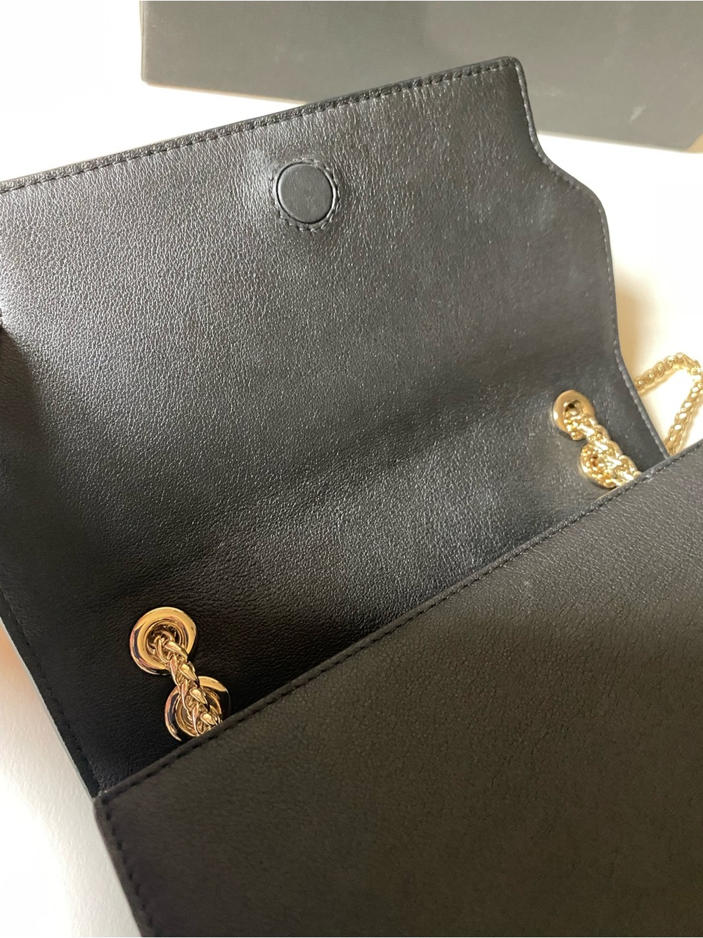Strathberry East/West Black Leather Gold Chain Shoulder Bag + Box - Picture 9 of 16